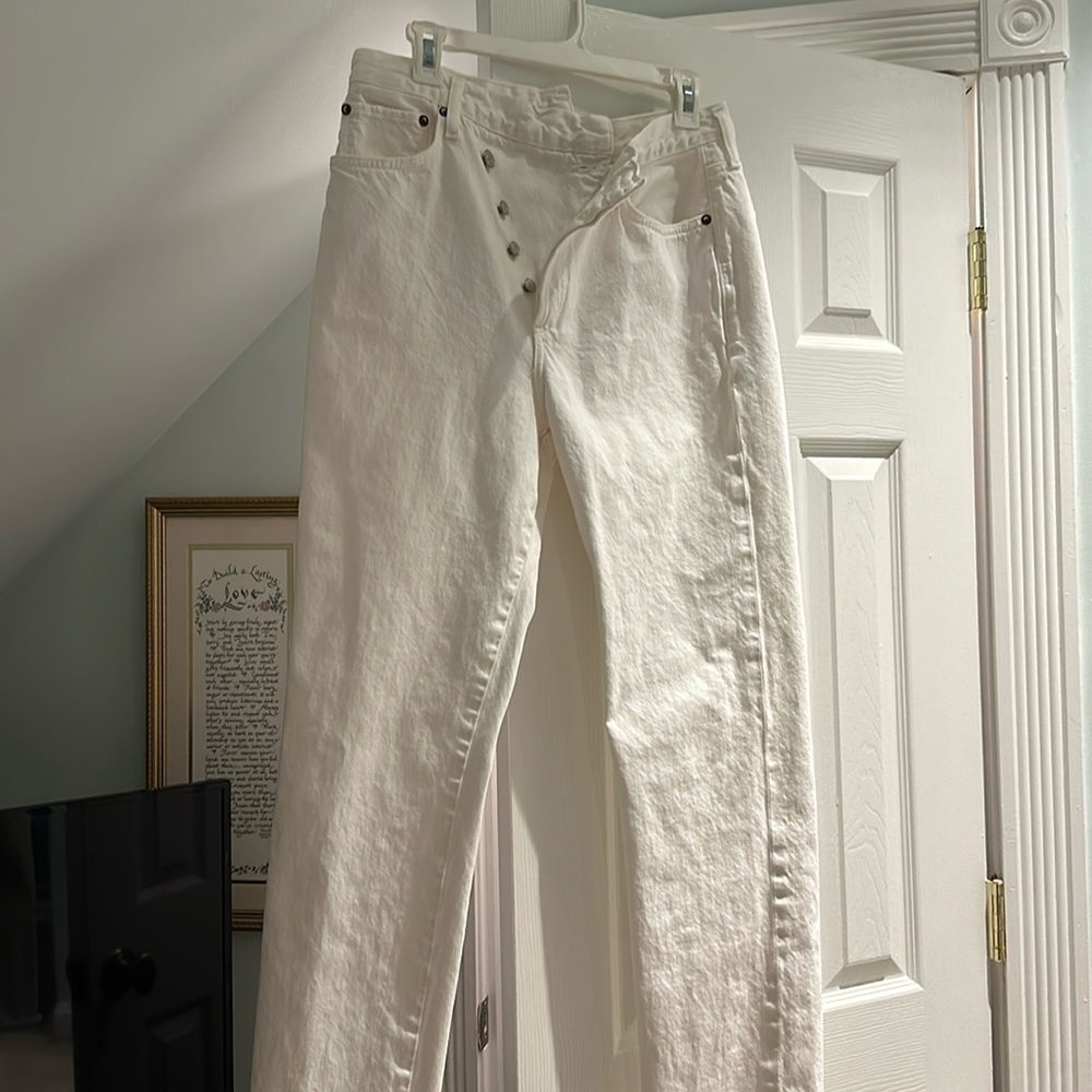 Agolde crisscross white denim